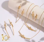 گوشواره طلا طرح گره تیفانی مدل نگیندار