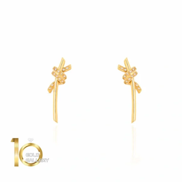 گوشواره طلا طرح گره تیفانی مدل نگیندار