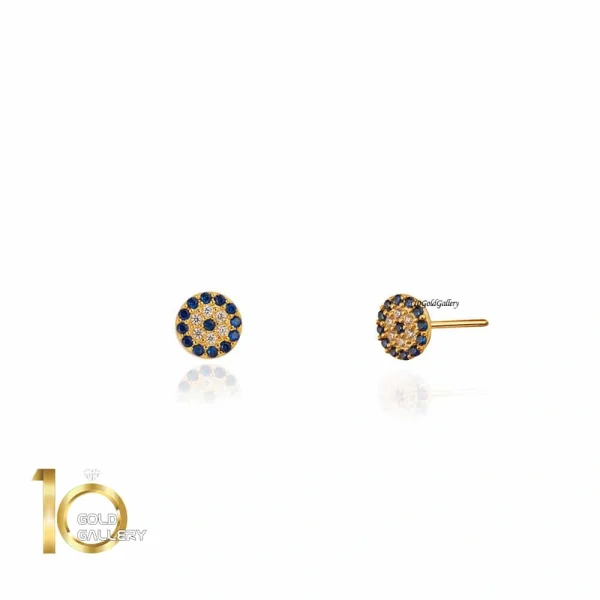 گوشواره میخی طلا طرح چشم نظر نگین دار