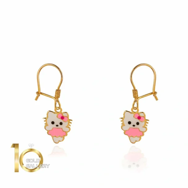 گوشواره طلا کودک طرح کیتی