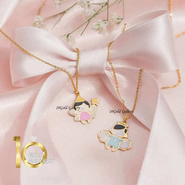 گردنبند طلا کودک طرح فرشته دختر