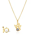 آویز طلا کودک طرح فرشته با چشم نظر