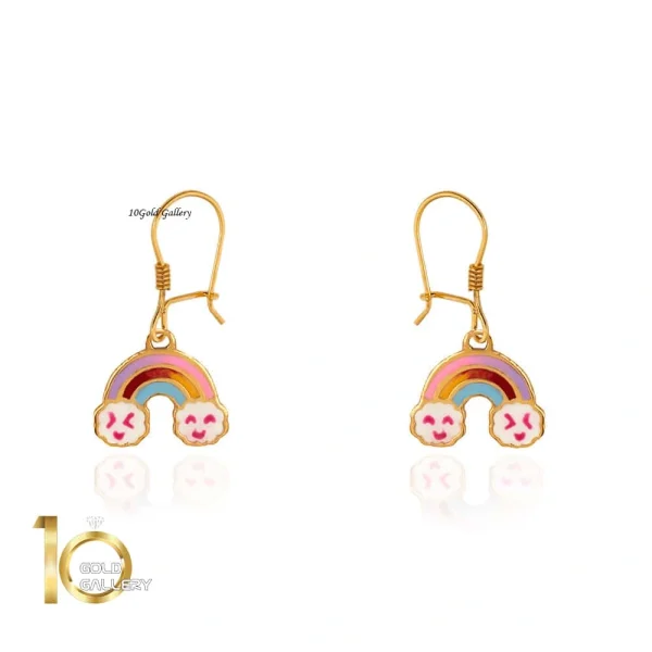 گوشواره طلا کودک طرح رنگین کمان