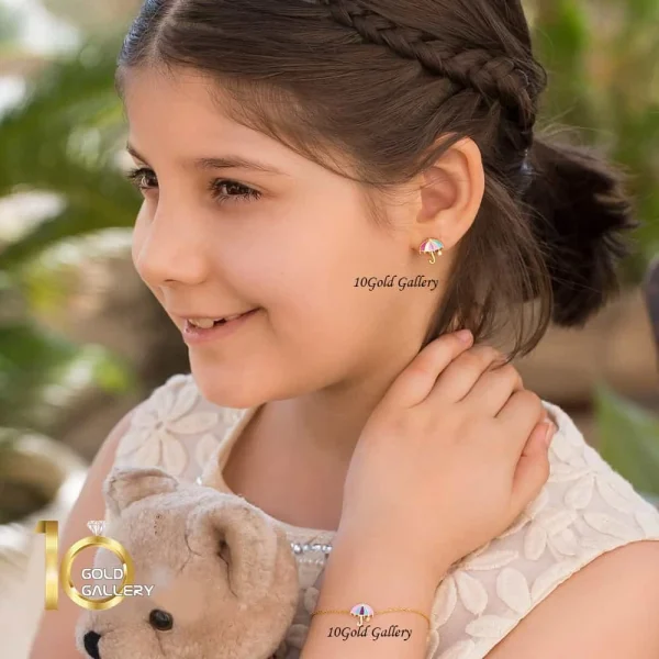 گوشواره طلا کودک طرح چتر