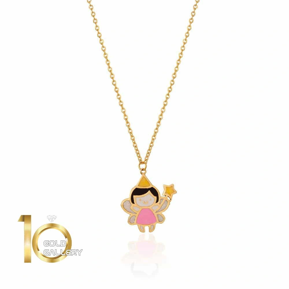 گردنبند طلا کودک طرح فرشته دختر
