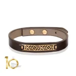 دستبند چرم مردانه با پلاک طلا