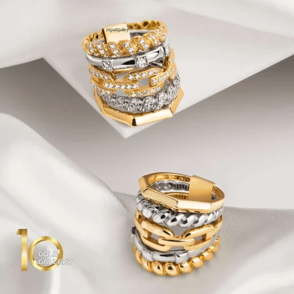 مجموعه-انگشتر-طلا-طرح-دیوید-یورمن-طلا