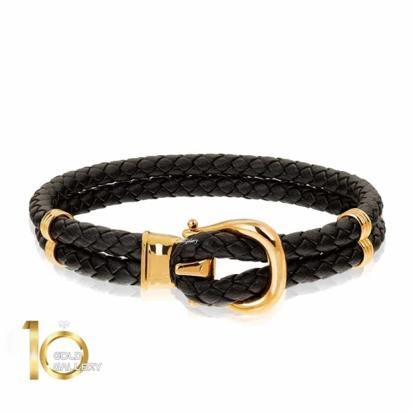 دستبند طلا طرح پلاک مردانه