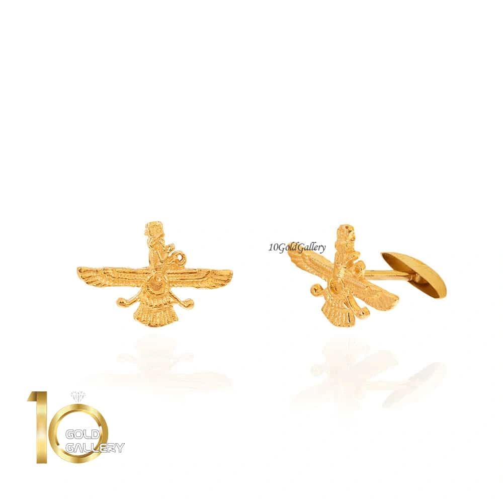 MO908-دکمه-سردست-طلا-طرح-فروهر دکمه سر دست طلا طرح فروهر