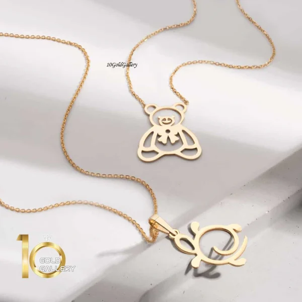 گردنبند طرح کودک خرس و لاکپشت