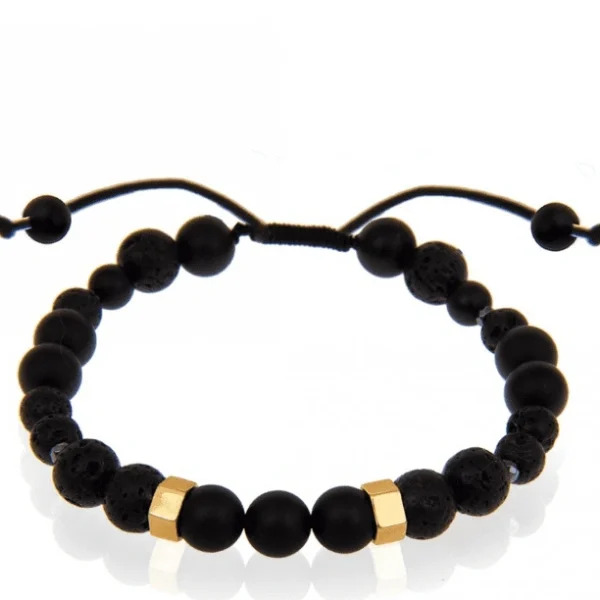 دستبند مردانه سنگ دور ماه مشکی