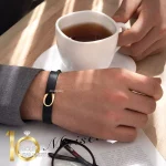 دستبند-چرم-مردانه-با-پلاک-طلا