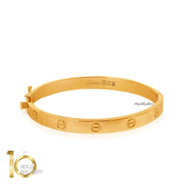 دستبند النگویی طلا طرح LOVE کارتیر