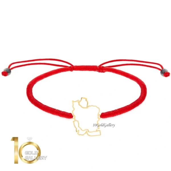 دستبند بافت با پلاک طلا طرح ایران