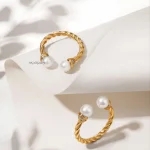 انگشتر طلا طرح دیوید یورمن با مروارید