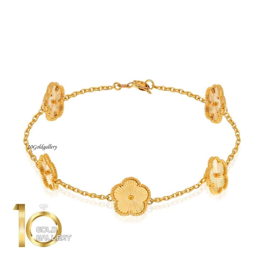 دستبند-طلا-طرح-پنج-گل-کد-CB478 دستبند-طلا-طرح-پنج-گل