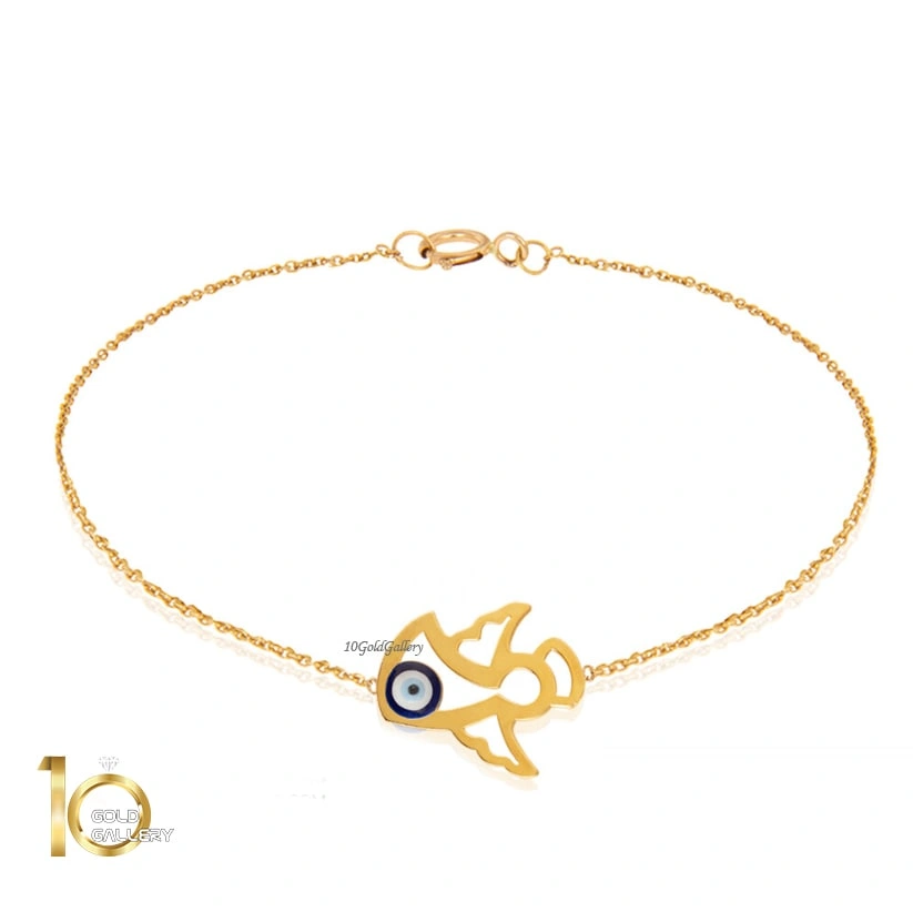 دستبند طلای کودک طرح فرشته با چشم و نظر