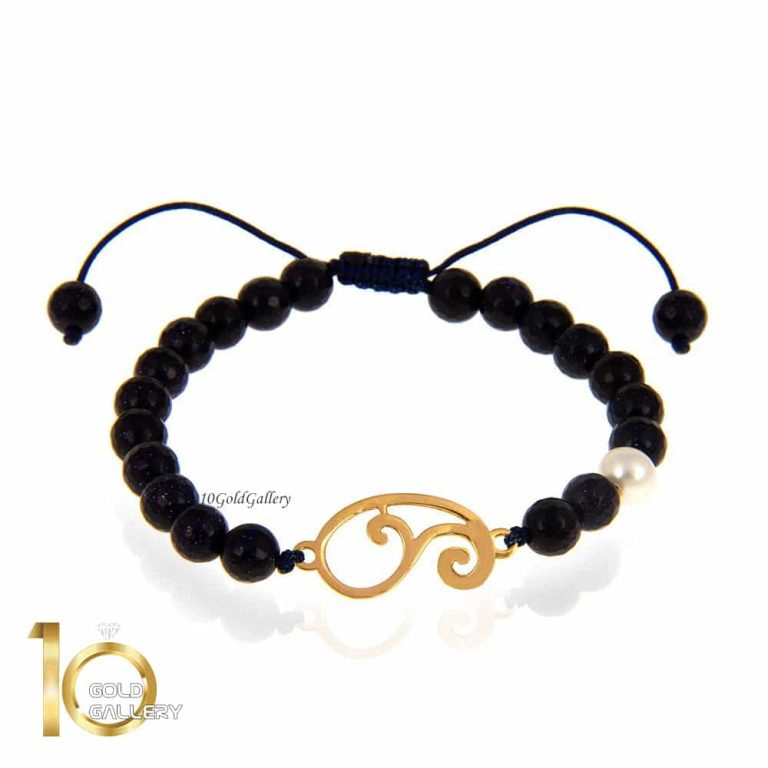 دستبند_سنگ_با_پلاک_طلا_طرح_بته_جقه