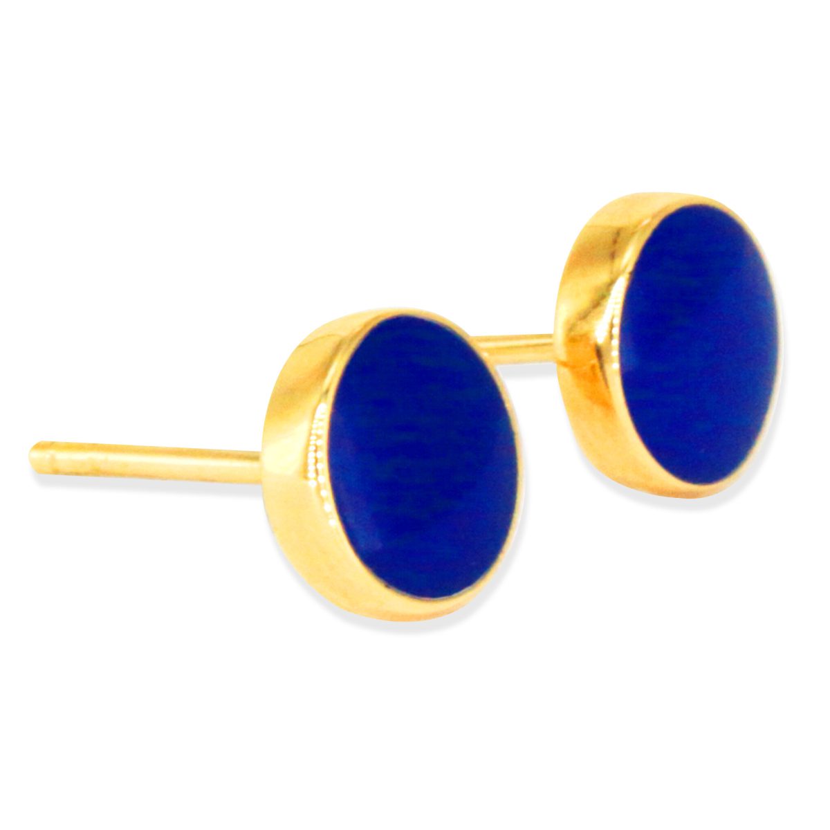 گوشواره طلا طرح دایره با مینا کاری سورمه ای کد 1WEI006 - تصویر 1