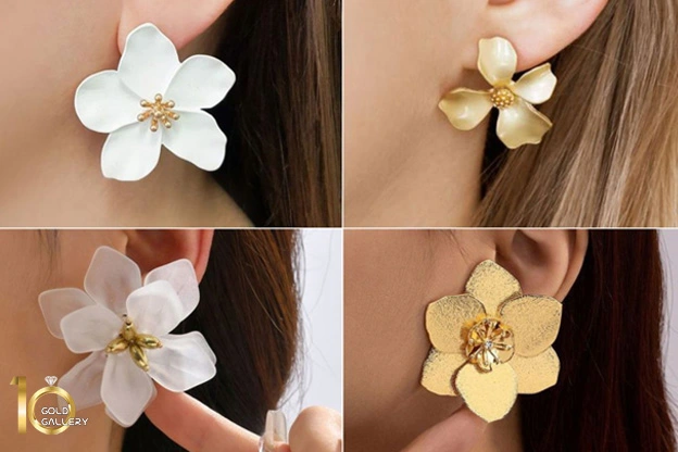 گوشواره کل دار طلا