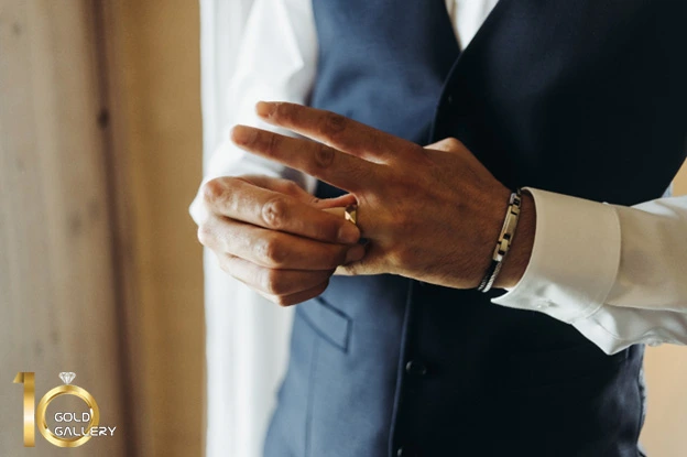 ست دستبند و انگشتر طلا مردانه