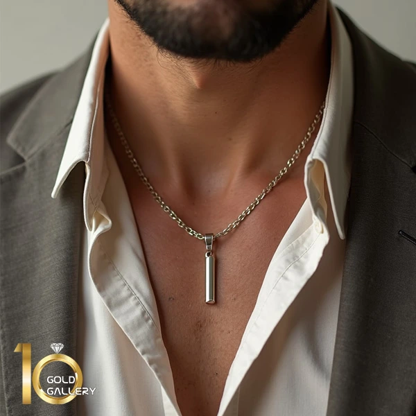 گردنبند طلا سفید مردانه