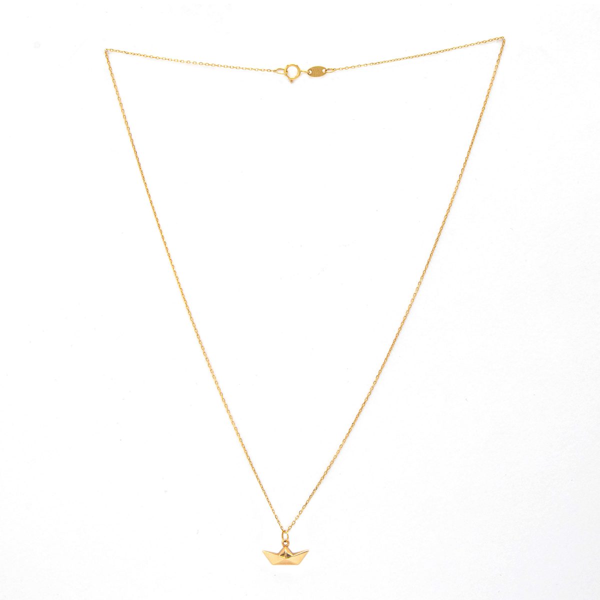 گردنبند طلای 18 عیار طرح قایق کد 1WNB024 - تصویر 2
