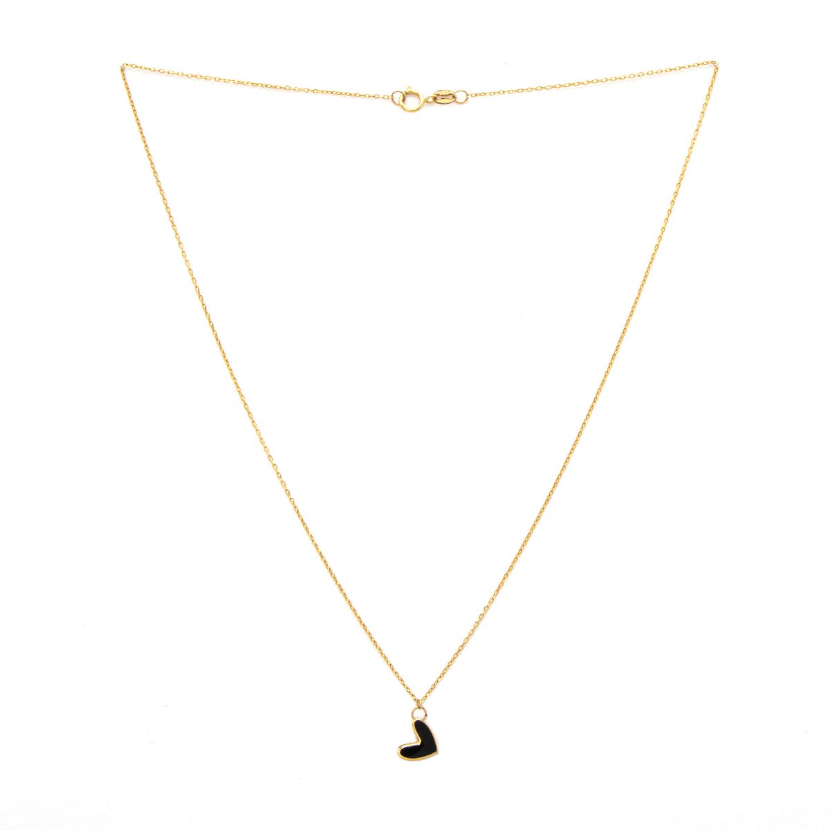 گردنبند طلای 18 عیار طرح قلب خرگوشی کوچک با مینا کاری مشکی کد 1WNI002 - تصویر 2