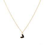 گردنبند طلای 18 عیار طرح قلب خرگوشی کوچک با مینا کاری مشکی کد 1WNI002