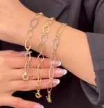 دستبند طرح ترکیبی و بیضی دفرم کد 1WBK018 - تصویر 2