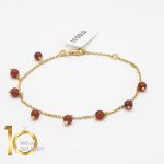 دستبند طلای 18 عیار طرح سنگ یاقوت کم اجرت کد 1WBE045