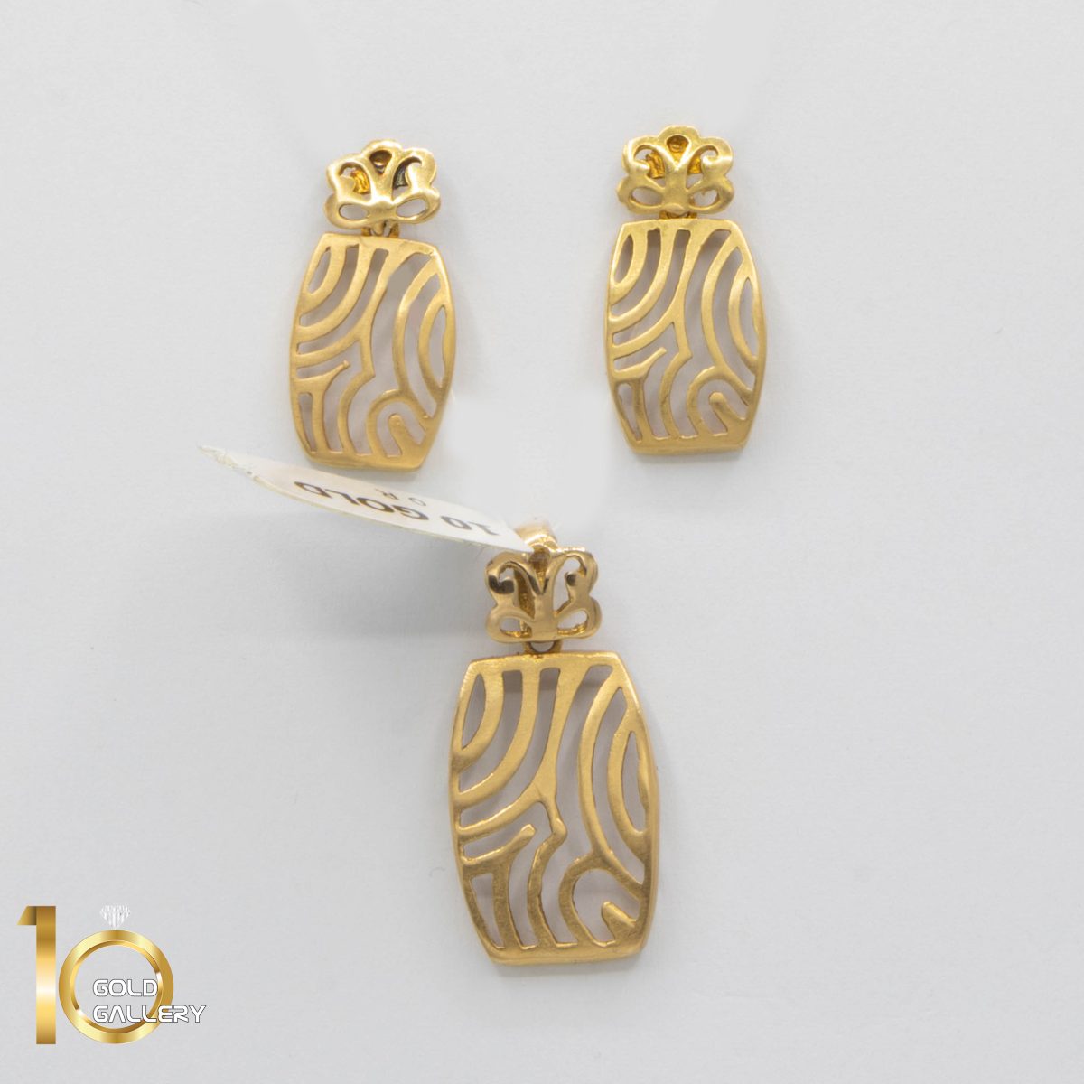 نیم ست طلای 18 عیار طرح هندسی کم اجرت کد 1WHE003 - تصویر 1