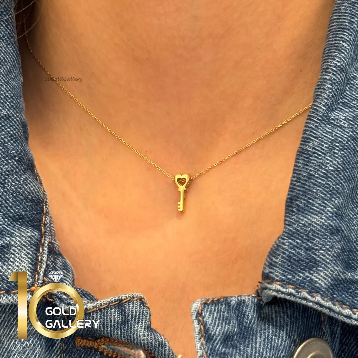 آویز طلای 18 عیار طرح کلید عشق کم اجرت کد 1WDE025 - تصویر 1