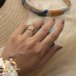 انگشتر مینیمال طلای 18 عیار طرح نیم تاج کد 1WRL219 - تصویر 3