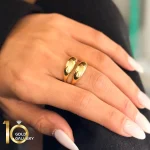 انگشتر طلای 18 عیار مینیمال ظریف طرح دوقلو دامله 1WRL182 - تصویر 2