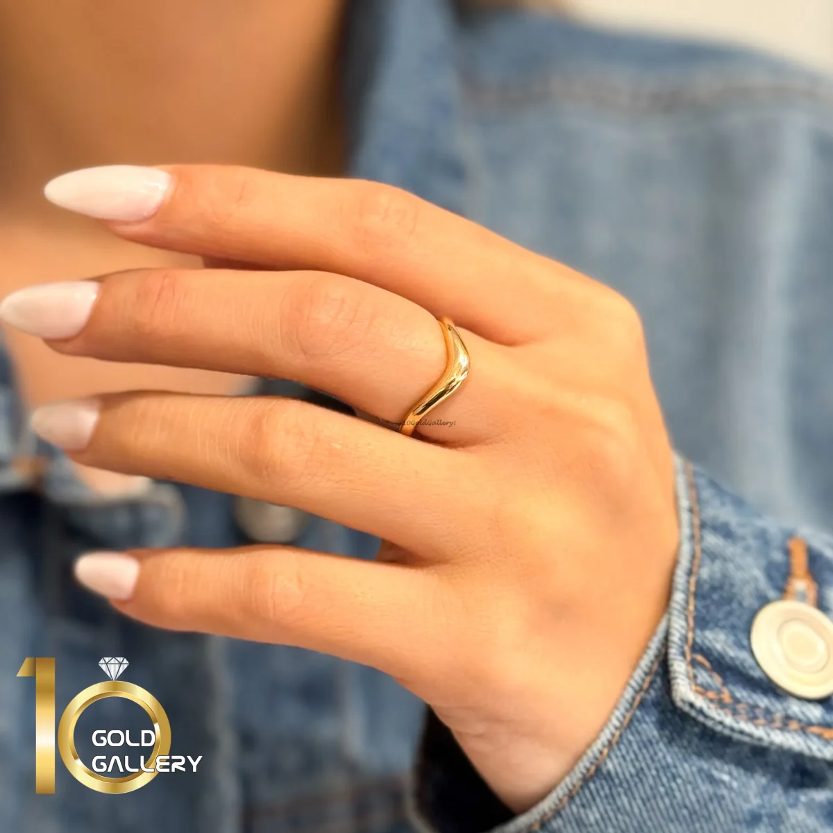 انگشتر طلای 18 عیار مینیمال ظریف طرح وی 1WRL152 - تصویر 2