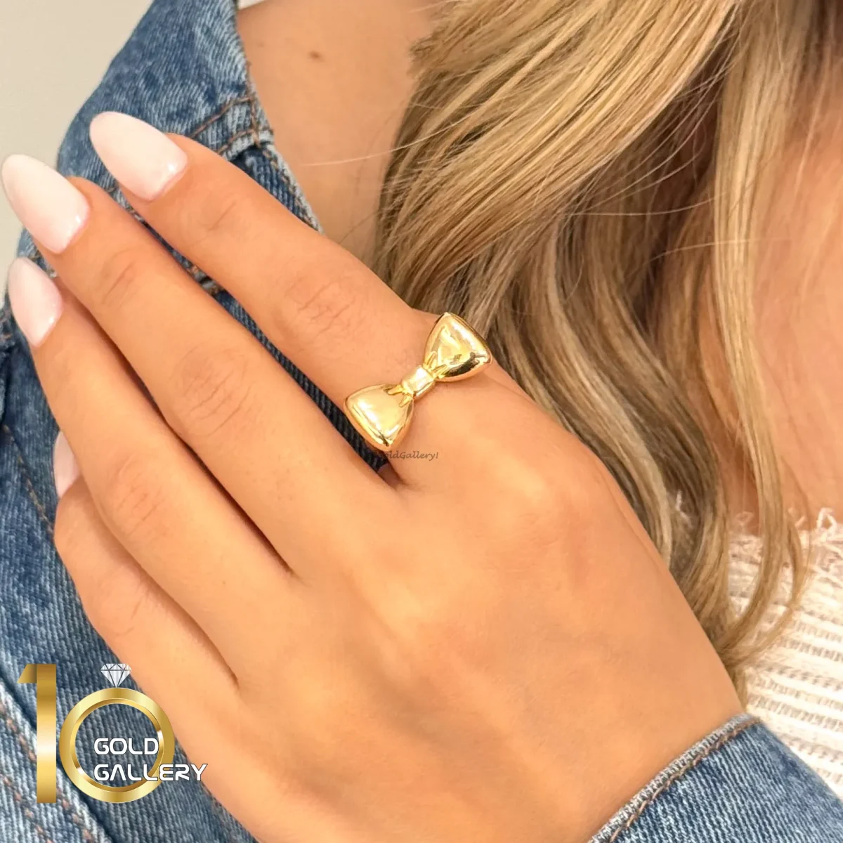 انگشتر طلای 18 عیار مینیمال ظریف طرح پاپیون دامله 1WRL196 - تصویر 2