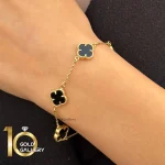 دستبند طلای 18 عیار طرح ونکلیف اونیکس کم اجرت کد 1WBE056