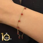 دستبند طلای 18 عیار طرح سنگ یاقوت کم اجرت کد 1WBE045 - تصویر 2