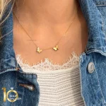 گردنبند طلای 18 عیار طرح پروانه و زنجیر کد 1WNL020