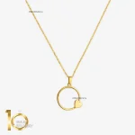 گردنبند طلای 18 عیار طرح قلب و دایره کد 1WNL078 - تصویر 2