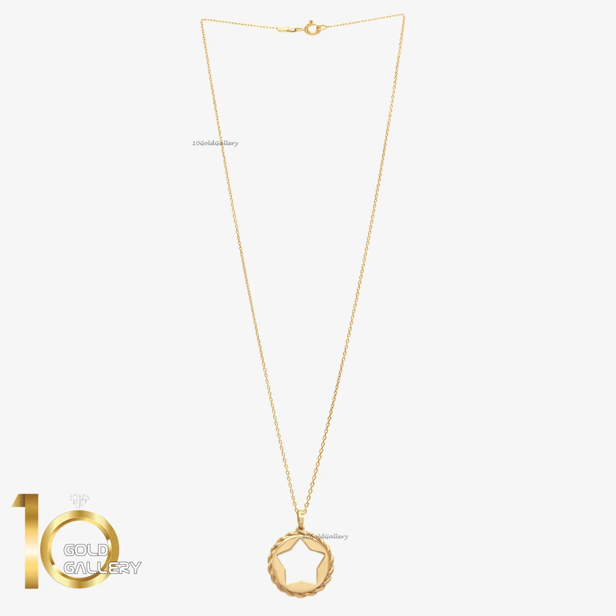 گردنبند طلای 18 عیار طرح مینیمال یورمن با ستاره داوود1WNL100 - تصویر 2