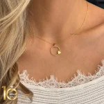 گردنبند طلای 18 عیار طرح قلب و دایره کد 1WNL078
