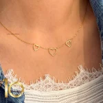 گردنبند طلای 18 عیار طرح سه قلب کد 1WNL094 - تصویر 4