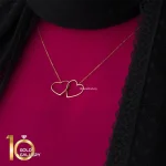 گردنبند طلای 18 عیار طرح قلباقلب کد 1WNL084 - تصویر 5