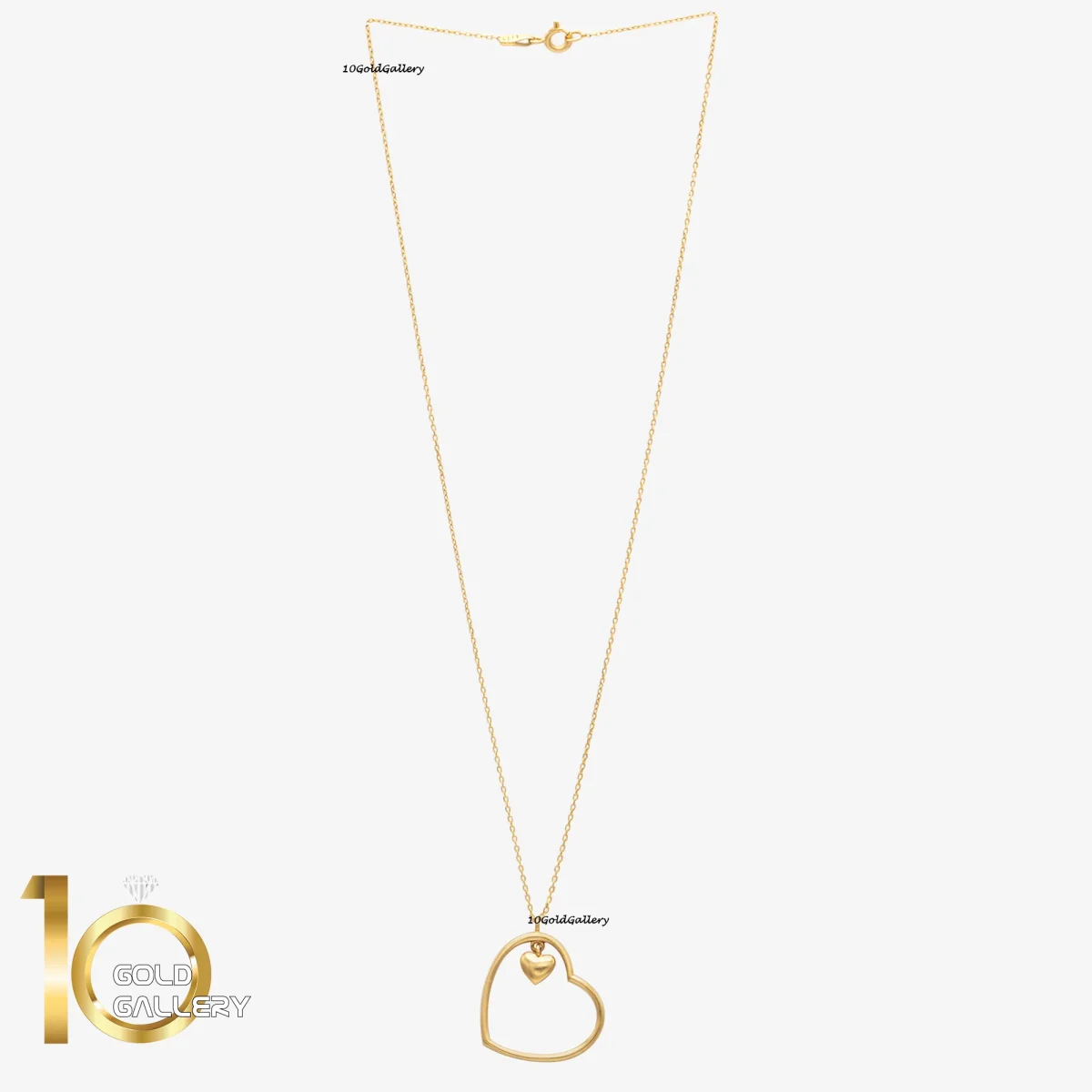 گردنبد طلای 18 عیار طرح قلب ها کد 1WNL023 - تصویر 2