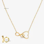 گردنبند طلای 18 عیار طرح قلب در بینهایت کد 1WNL028
