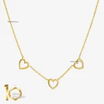 گردنبند طلای 18 عیار طرح سه قلب کد 1WNL094