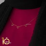 گردنبند طلای 18 عیار طرح سه قلب کد 1WNL094 - تصویر 5
