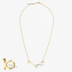 گردنبند طلای 18 عیار طرح سه قلب کد 1WNL094 - تصویر 2